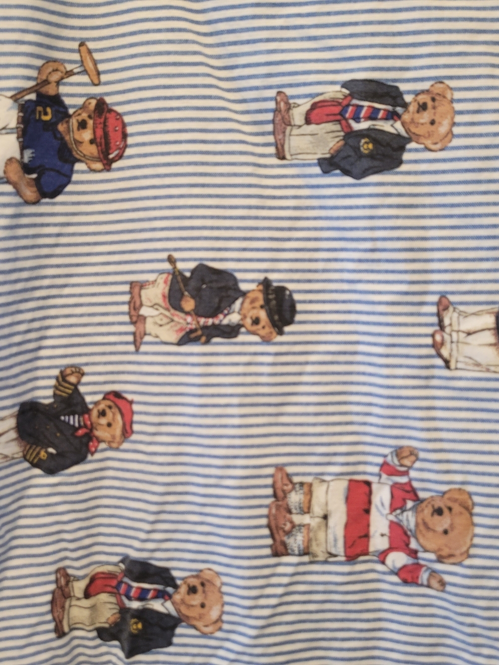 Ralph Lauren Polo Bear Pillowcase Blue Striped Cotton Vintage Preppy - Picture 4 of 5